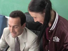 Sweet schoolgirl seduces an adult male to use his ramrod