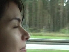 Zuzinka masturbates her snatch in the car